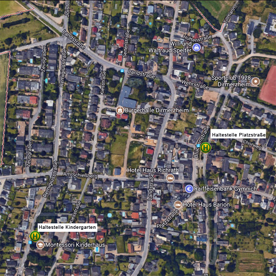 Lageplan Haltestellen Dirmerzheim